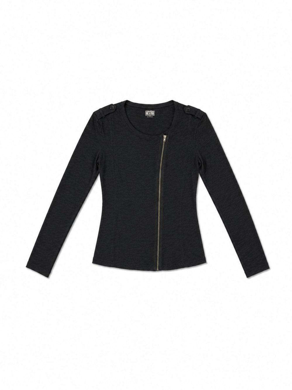 Converse Black Asymmetric Zip Long-Sleeve Tee Size Medium